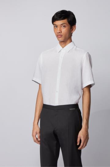 Koszula BOSS Short Sleeved Regular Fit Białe Męskie (Pl80288)